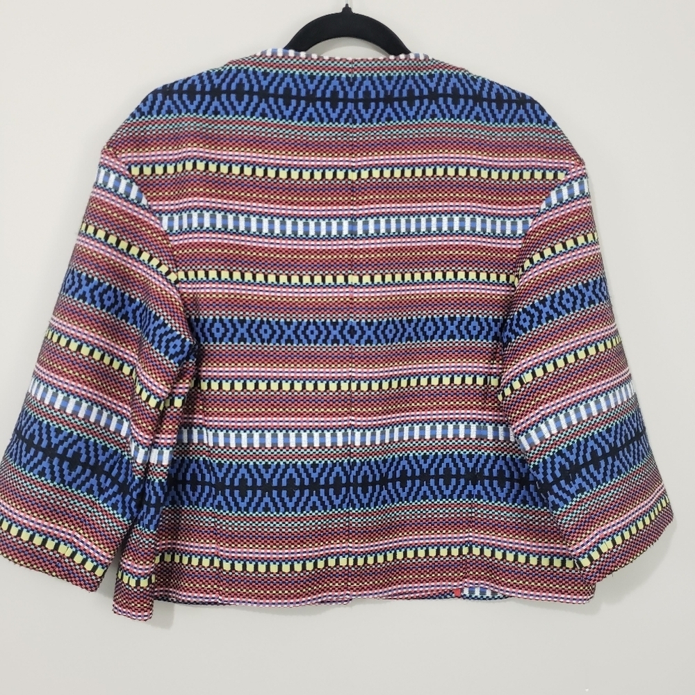 Weekend Max Mara Basketweave Tribal Pattern Cropped Jacket Size 6 - Picture 2 of 13